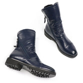 Leather Round Toe Ankle Boots