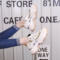 Lässige Glitzer-Plateau-Sneakers