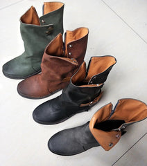 Botines casuales de piel sintética con hebillas