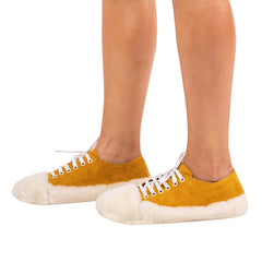 Zapatos planos de ante con inserciones de piel