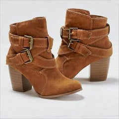 Botines de tacón medio de piel suave