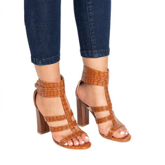 Hochhackige Gladiator-Sandalen mit Knöchelriemen