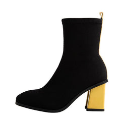 Botas tipo calcetín con tacón cuadrado sin cordones