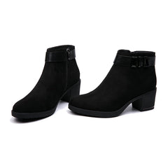 Botines de piel de ante con tacón grueso