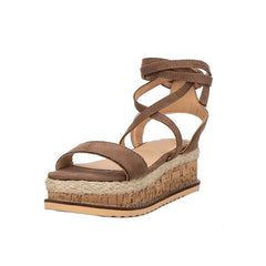 Flache Plateau-Sandalen mit Kreuzriemen