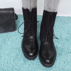 Plateau-Stiefeletten aus Leder mit Schnürung