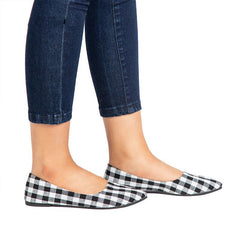Bequeme flache Slipper mit Gingham-Muster