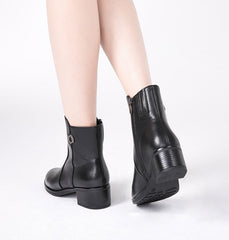 Botines de piel con tacón medio