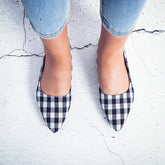 Comfortable Slip-On Gingham Flat Shoes