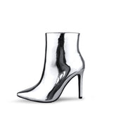 Warme Stiefeletten mit hohem Absatz und Fell