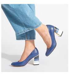 Pumps mit buntem Absatz und hohem Absatz