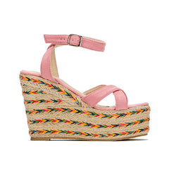 Sandalen mit überkreuzten Riemen und Flockprint