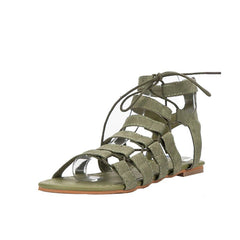 Sandalias de gladiador planas con tiras en el tobillo y cordones
