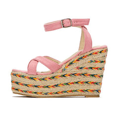 Sandalen mit überkreuzten Riemen und Flockprint