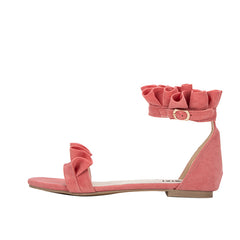 Flache Gladiator-Sandalen mit Rüschen