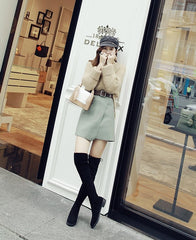 Flache Overknee-Stiefel aus Flock-Stretch