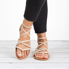 Flache Gladiatorsandalen aus PU-Leder