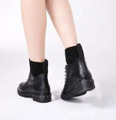 Botines de tacón bajo con cremallera frontal