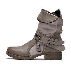 Botas vaqueras de piel sintética con forro de terciopelo