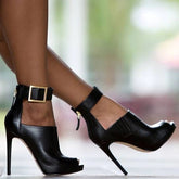 Buckle Strap High-Heeled Pumps With Peep Toe