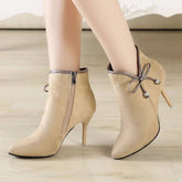 Suede Leather Medium-Heeled Ankle Boots