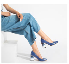 Pumps mit buntem Absatz und hohem Absatz