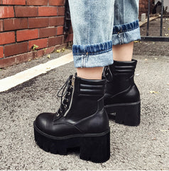 Botas de plataforma de tacón alto con cremallera