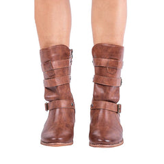 Botas vaqueras de piel sintética con hebillas