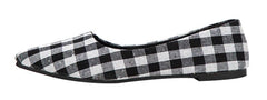 Bequeme flache Slipper mit Gingham-Muster