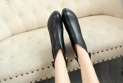 Botas de punta puntiaguda de cuero sintético para mujer