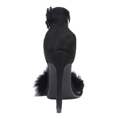 Sandalias de tacón alto con tiras en el tobillo decoradas con piel sintética