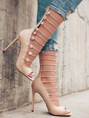 Zapatos de tacón alto con tiras y punta abierta