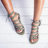 Lace-Up Ankle Strap Flat Gladiator Sandals
