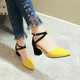 Pointed Toe Square Heels Sandals