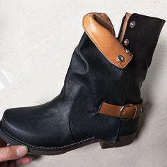Botines casuales de piel sintética con hebillas