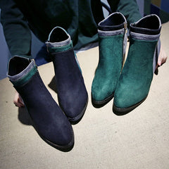 Botines de tacón alto con parches gruesos