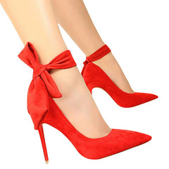 Zapatos básicos de tacón alto con tiras en el tobillo y tacón aterciopelado