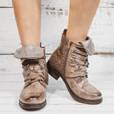 PU Leather Ankle Boots Decorated With Metal Pins