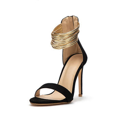 Sandalias de gladiador con tacón alto y efecto flocado