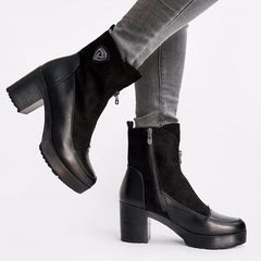 Botines de piel de ante con tacones altos y gruesos