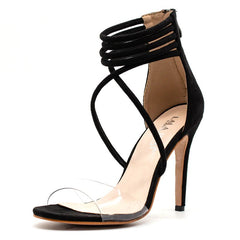 Sandalias de gladiador transparentes de tacón alto