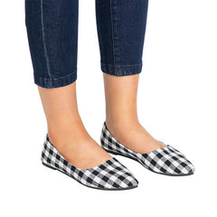 Bequeme flache Slipper mit Gingham-Muster