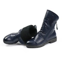 Botines de cuero con punta redonda