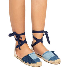 Espadrilles aus Canvas mit Patchwork und Knöchelriemen