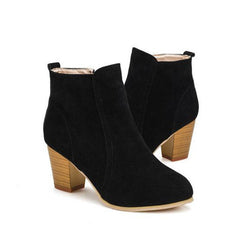 Botas casuales de tacón alto y grueso con punta de pontón