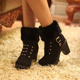 Warm Hoof-Heeled Ankle Boots