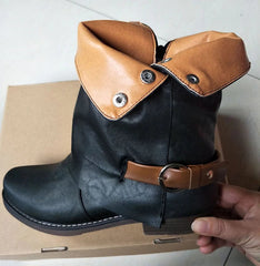 Botines casuales de piel sintética con hebillas