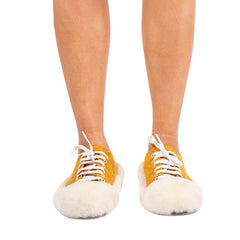 Zapatos planos de ante con inserciones de piel