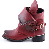 PU Leather Ankle Boots With Buckles