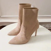 Knitted High-Heeled Ankle Sock Boots